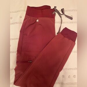 FIGS Red/Maroon Jogger Pants with Pockets